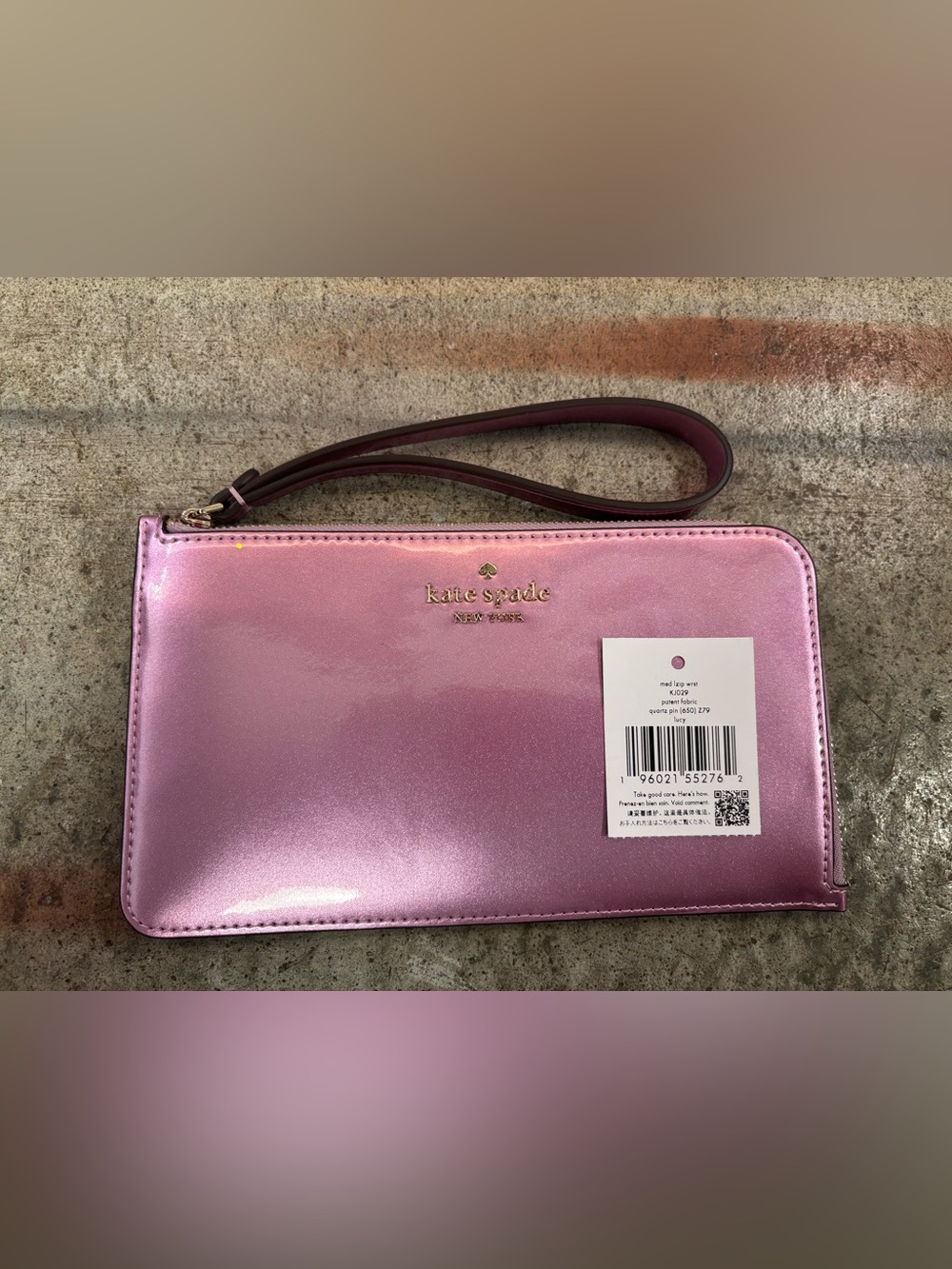 kate spade Metallic Pink Wristlet Clutch with Wrist Strap